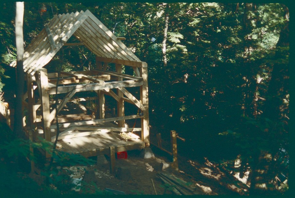 Timber frame going up 1986 -1